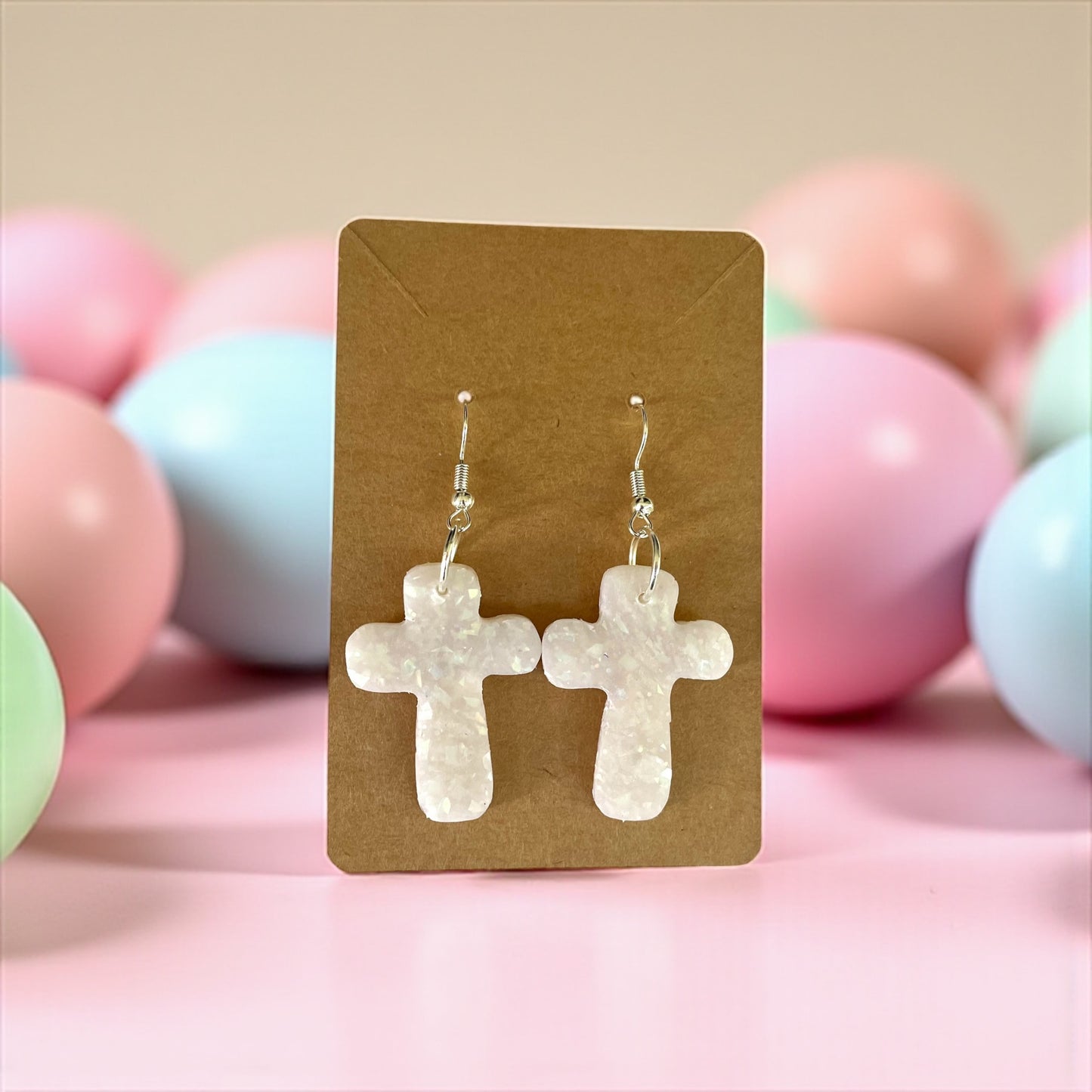 Handcrafted Cross Clay Earrings