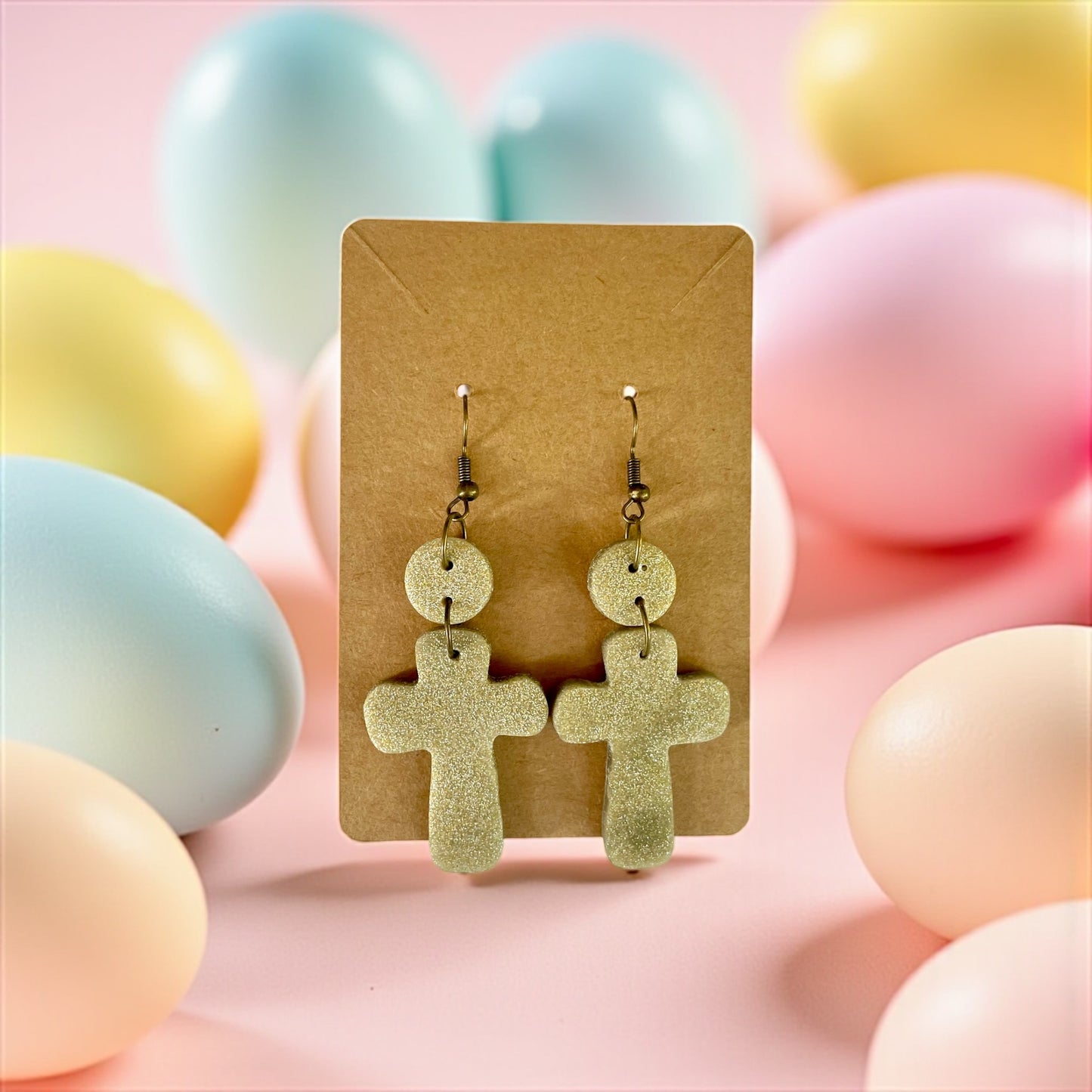 Cross Handcrafted Clay Earrings