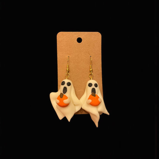 Handcrafted Glow In The Dark Spooky Ghost Clay Earrings