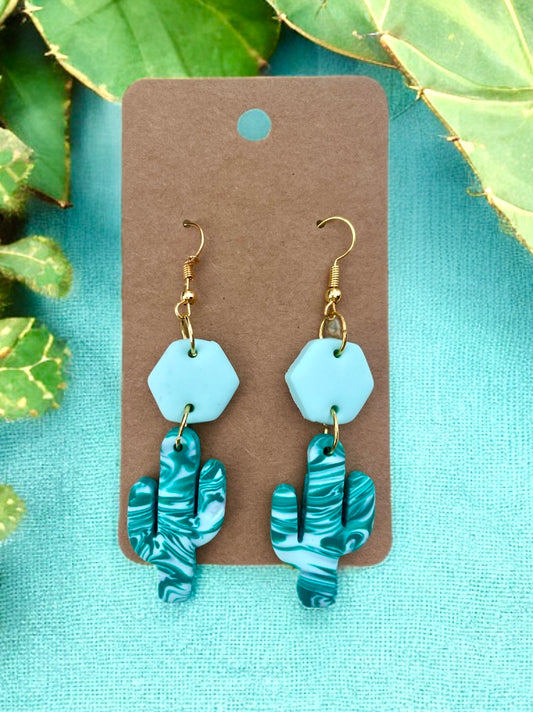 Cactus Dangle Handcrafted Clay  Earrings