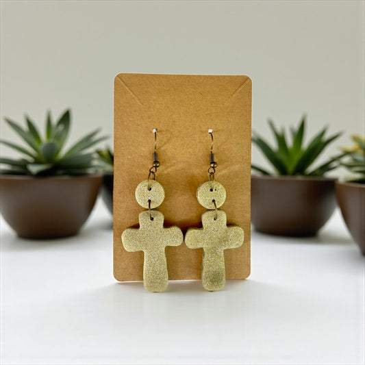 Cross Handcrafted Clay Earrings