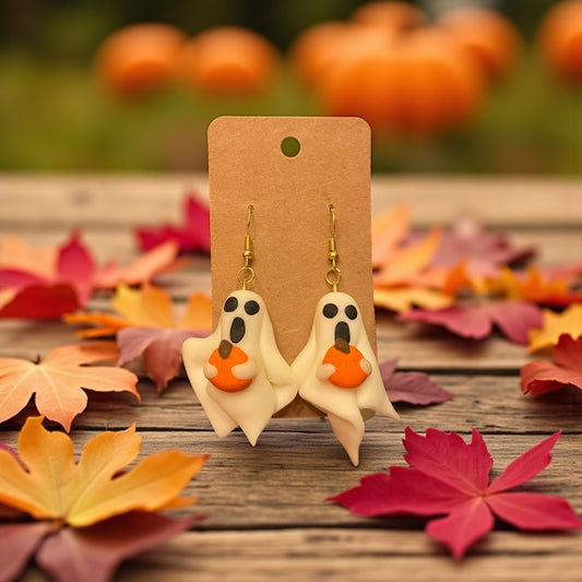 Handcrafted Glow In The Dark Spooky Ghost Clay Earrings